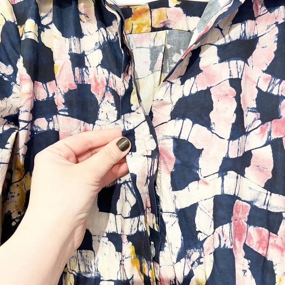 BUSAYO Collective Midi Shirtdress Front Button Closure Hi-Lo Hem Blue Size Small - Picture 8 of 11